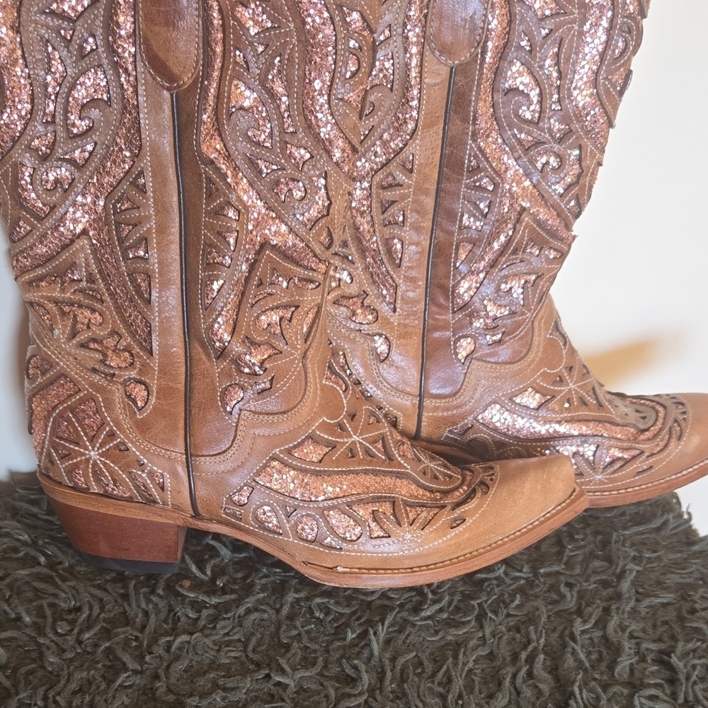 Brown Embroidered Women's Boots - Picture 4 of 7